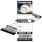 heiyihe 20 Baseball Game Ticket Invite Cards-Baseball Birthday Invitation with Envelopes for Teens kids Adults-Sports Birthday Cards-Party Favor & Supplies (3×8 inch)-A08