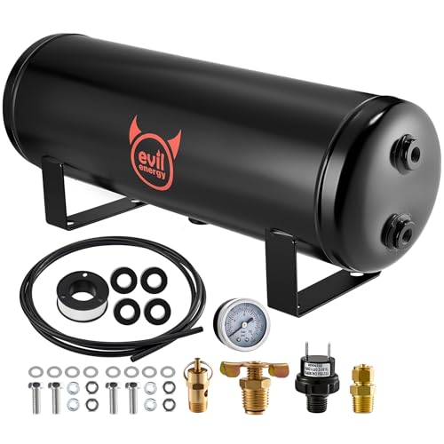 EVIL ENERGY 2.5 Gallon Air Tank Kit 6 Ports 1/4 NPT 200PSI Rated for Truck Car Air Horn Inflating Tires Suspension Systems Air Ride Tires Train Horn DIY Pneumatic Tools