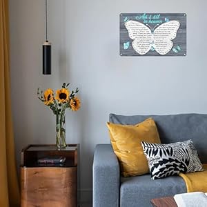 As I Sit In Heaven Butterfly Tin Sign Sympathy Memorial Gift for Home Living Room Bedroom Wall Decor 8×12 Inch 3091