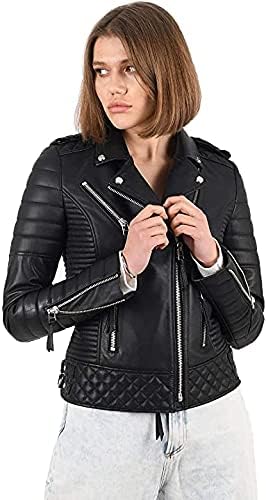 Women's Leather Jacket, 100% Lambskin Leather Full Sleeve Bomber Jacket | Regular Fit Biker Motorcycle Jacket