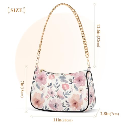 Clutch Shoulder Bags Tote Evening Purse Handbags for Women Sweet Flower Watercolor Hobo Bags with Zipper Closure3