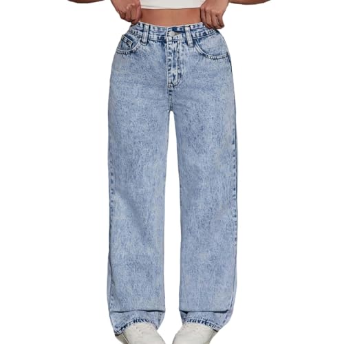 Girls High Waist Jeans Wide Leg Baggy Denim Pants Summer Fashion Trendy Y2K Streetwear Clothes for Teen Comfortable