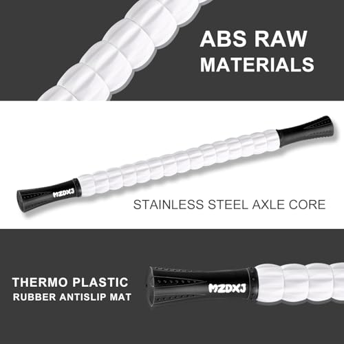 Image of Muscle Roller Massage Roller Stick- Deep Tissue Fascia Blaster for Myofascial Pain Relief, Lymphatic Drainage & Body Sculpting, Handheld Physical Therapy & Recovery Tool (Black White-24 inch)