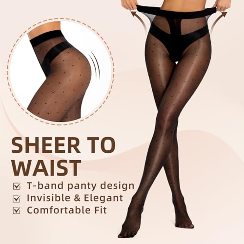 MANZI Women's Sheer Polka Dots Shimmery Patterned Tights Shiny Dotted Pantyhose Cute Shimmer Glossy Stockings with Dots4