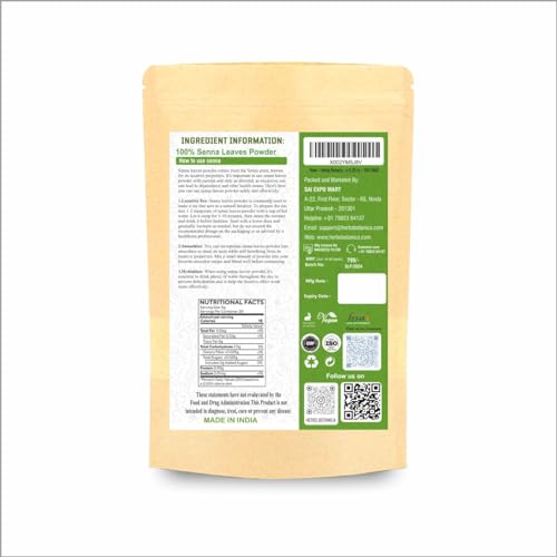 Herbs Botanica Senna Leaf Powder 150 GMS, 5.29 Ounce (Pack of 1) - Image 2