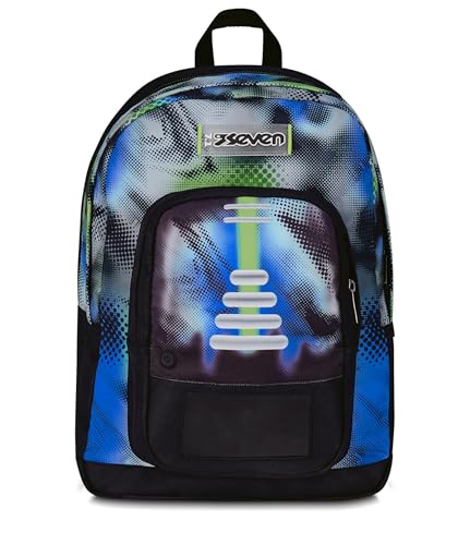 Seven Zaino Scuola Freethink Write Down, Blu, Doppio Scomparto Con Tasca per PC e Tasca per Borraccia, Capienza 34 litri, Scuole Medie e Superiori, Per Ragazzo e Ragazza