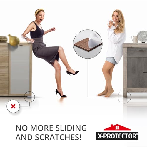 Non-Slip Furniture Pads X-PROTECTOR 48 PCS – 32 Round 25mm & 16 Square 50mm Rubber Furniture Pads – Self-Adhesive Furniture Grips for Furniture Feet – Non-Skid Furniture Pads Floor Protectors!