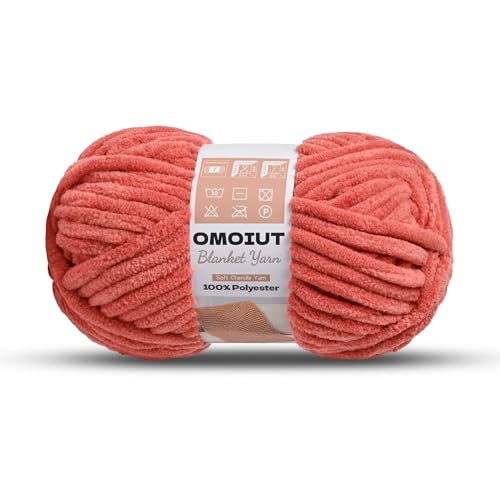 Image of Dusty Pink Chunky Chenille Yarn for Crocheting, Soft Baby Blanket Yarn, Chunky Knit Blanket Crochet Yarn, #7 Super Bulky, 3.5 oz /54.6 yds Fluffy Velvet Amigurumi Yarn