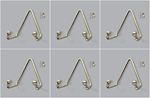 Brass Set of 6 Plate Hanger, Displays Plates on Wall Size 3.5