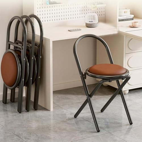 Tabouret de bar pliant avec dossier coussin rond noir pour chambre - 3