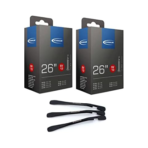 2er Set Schwalbe Fahrrad Schlauch SV13 40mm 26 Zoll inklusive 3 MSZweirad Reifenheber Cover