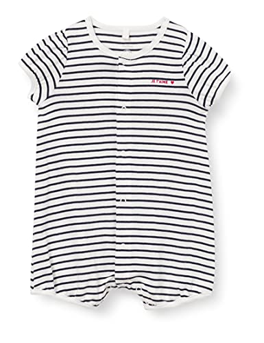 Petit Bateau 5972001 Salopette, Marshmallow/Smoking, 3 Mesi Bimbo 0-24