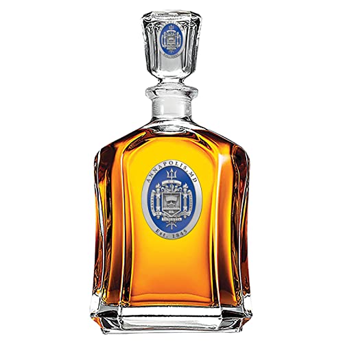 Image of Heritage Pewter Naval Academy Capitol Decanter | 24 OZ Whiskey Decanter for Liquor with Airtight Stopper | Expertly Crafted Pewter Glass