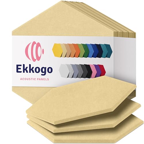 Image of Acoustic Panels 12-Pack Soundproof Wall Panels 12 inchX10.4 inchX0.4 inch Sound Panels High Density Sound Dampening Panels - [Cancun Sand Hexagon]