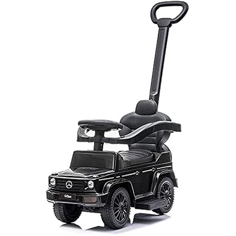 Best Ride On Cars 3 In 1 Mercedes G-Wagon Push Car for Toddlers 1 to 3 Years Old, Kids Outdoor Stroller with Music, Horn Sounds, and Handle, Realistic Driving Experience, Black Cover