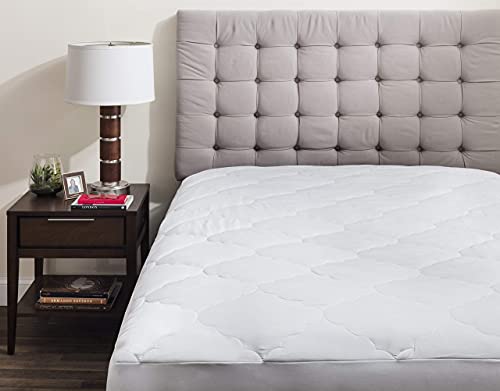 Micropuff Full Extra Long Mattress Pad Cover | Soft Down Alternative Fiber Fill | Fitted Quilted & Only Quality Fabrics Used (Full Xl Size -54"X80") Stretches Up To 15" #TOP7