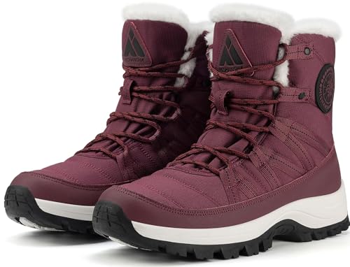 Mishansha Botas Mujer Invierno Botines Nieve Antideslizante Zapatos Calentitas Outdoor, Rojo 42