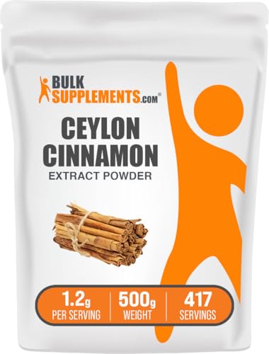 BulkSupplements.com Ceylon Cinnamon Extract Powder - Cinnamon Extract, Cinnamon Ceylon - Cinnamon Supplement, Pack of 1 - Gluten Free & Soy Free, 1000mg per Serving, 500g (1.1 lbs)