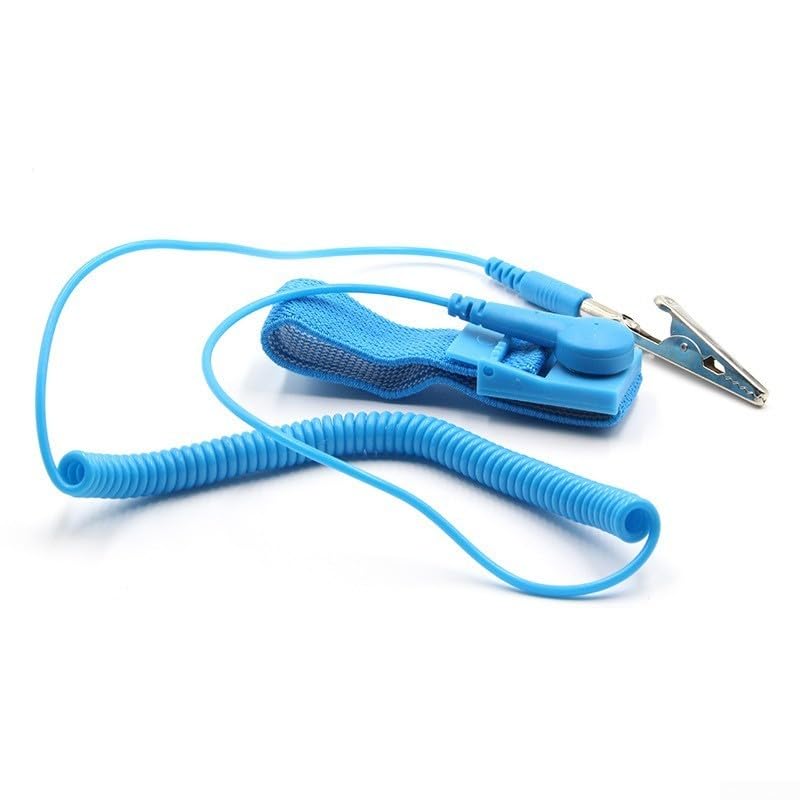 Anti Static Wrist Strap with Grounding Wire and Banana Plug- for ESD Safety, 180cm Blue PULength Strap with Alligator- Clip for Electronics Repair Static Control