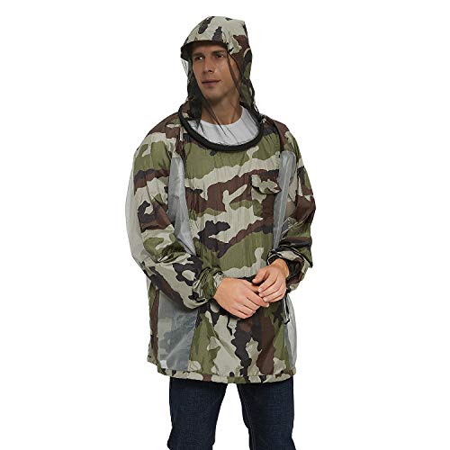 DECDEAL Jaqueta respirável para insetos com capuz com zíper Mosquito Repelente de malha de malha de