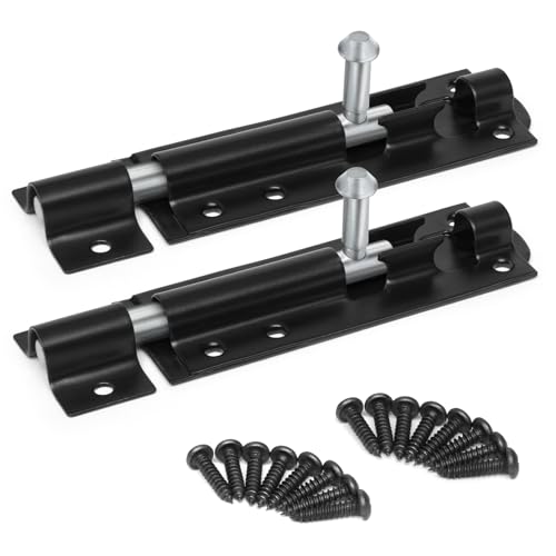 ZAVIA Tower Bolt Lock 4 Inches | Pack of 2 Powder-Coated Sliding Gate Bolt Door Locks for Securing Shed Garage Fence Barn Barrel Doors & More