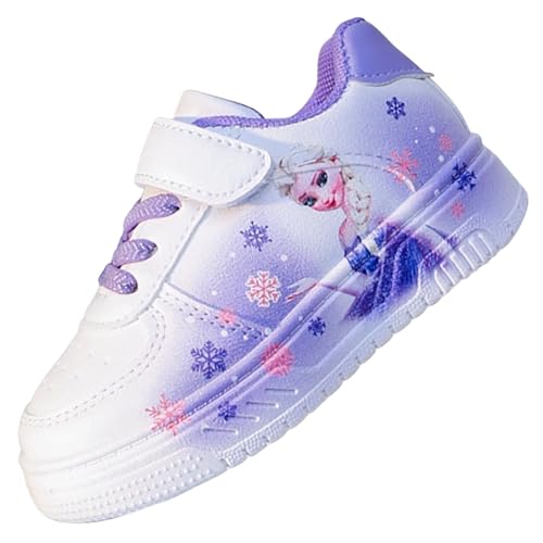 Jasmeko Baskets Elsa pour Filles Sneakers, Chaussures Enfants avec Princesse Sport pour Filles Shoes (A-Purple,27)