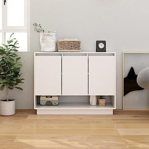 ZQQLVOO Aparador de Madera contrachapada Blanco Brillante 97x31x75 cm, Bufetera, Vitrina, Cómoda, Armario, Alacena, Mueble de Almacenamiento para Sala de Estar o Comedor