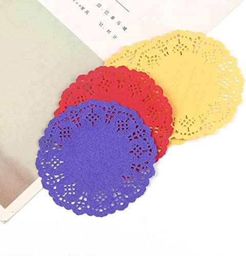 Grevosea Papierdeckchen – 180 Stück Bunt, 3,5 Zoll, Spitzendeckchen, Saugfähig, Für Kuchen & Fingerfood