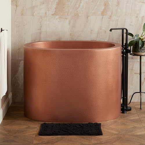 Signature Hardware 479922 Raksha 48' Copper Japanese Soaking Tub with Integrated Overflow and Foam Insulation - Less Drain Assembly