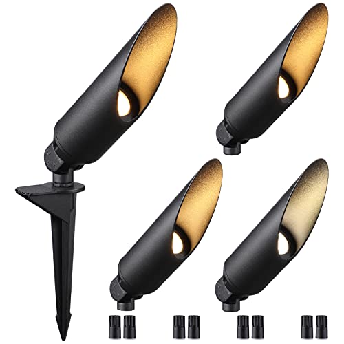 Leonlite 3Cct 5W Low Voltage Landscape Spotlight, 2700K/3000K/4000K Selectable, 12V Led Landscape Lights, 350Lm, Ip65 Waterproof, Etl Listed, Aluminum, Outdoor Uplights For Tree, Black, Pack Of 4 #TOP18