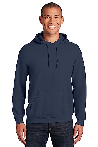 Gildan Mens Heavy Blend Hooded Sweatshirt (Large, Navy)