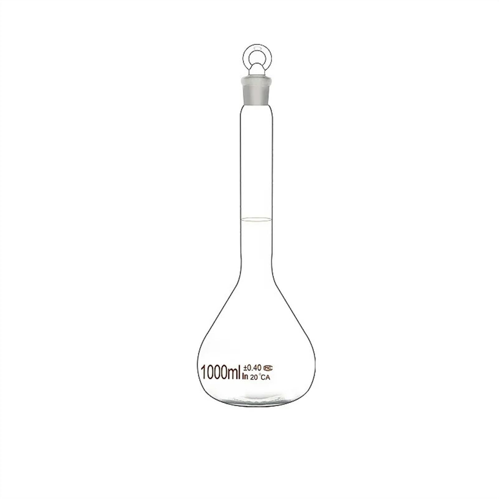 Matraz de vidrio para laboratorio, Matraz aforado de vidrio de laboratorio, varios tamaños transparentes(1000ml)