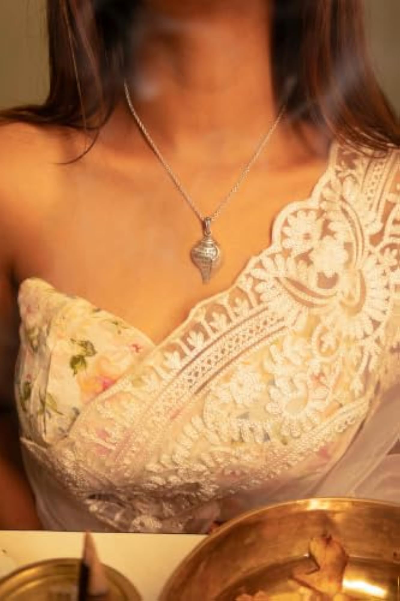 Women's 925 Krishna Shankha Necklace, Gift for Her