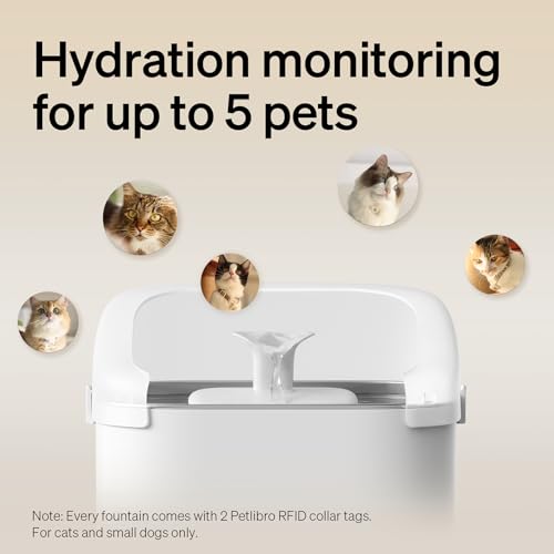 PETLIBRO RFID Multi Cats Water Fountain with Cat Recognition & Hydration Monitoring, Pump-Free Auto Cat Water Dispenser, Large Capacity 101oz/3L, 2.4G Wi-Fi APP Control Cat Fountain x2 Collar Tags by PETLIBRO - Image 6