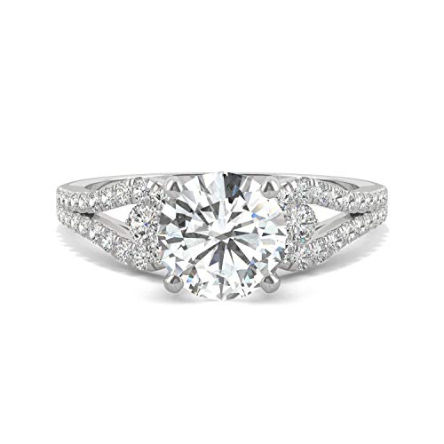 Charles & Colvard 14K White Gold Moissanite 7.5mm Round Engagement Ring, 2.08cttw DEW4