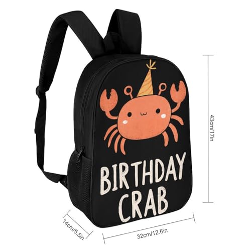 Funny Birthday Crab Unisex Backpack 17" Casual Daypacks Simple Shoulders Bag for Camping Hiking Travel Gear2