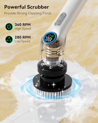 Punaflex A12 Shower Scrubber With Long Handle: Cordless Electric Spin Scrubber, Power Scrubber Brush thumb #4