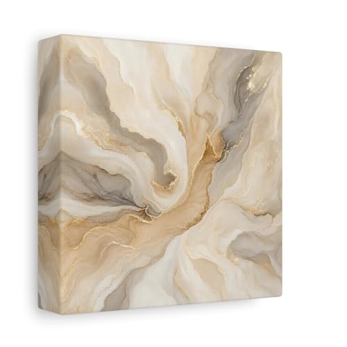 Art fluide abstrait or et beige pour habiller un mur vide de salon sans encombrer