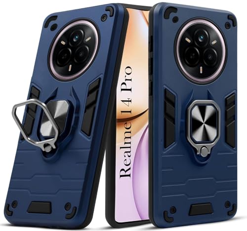 Image of AIBEX Armor Back Cover Compatible for Realme Narzo 80 Pro 5G / Realme 14 Pro 5G| Rugged Shockproof Case with Ring Holder & Kickstand | Military-Grade Protection | Magnetic Car Mount Compatible