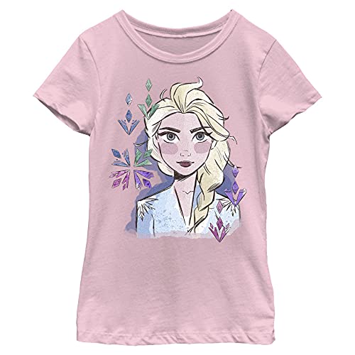 Disney Frozen 2 Elsa Face Girl's Solid Crew Tee