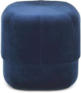 LIJBDDM Taburete redondo otomano, mesa de café de terciopelo suave, reposapiés acolchado con asiento adicional (tamaño: pequeño, color: azul)