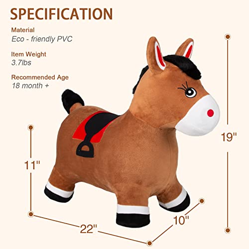 INPANY Bouncy Horse Hopper for Toddlers - Hopping/Bouncing Horse, Inflatable Ride-on Animal Toy for Kids/Children - Plush Covered (Includes Pump) - Image 3