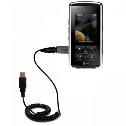 Gomadic Coiled Power Hot Sync USB Cable for The LG Venus with Both Data and Charge Features - Uses TipExchange Technology