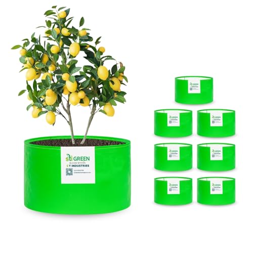 Image of HDPE Grow Bags for Plants 12X12 Inch (Pack of 8) | 260 GSM Heavy Duty UV-Protected Round Green Colour Plant Bags for Terrace and Vegetable Gardening | Strong & Reusable|
