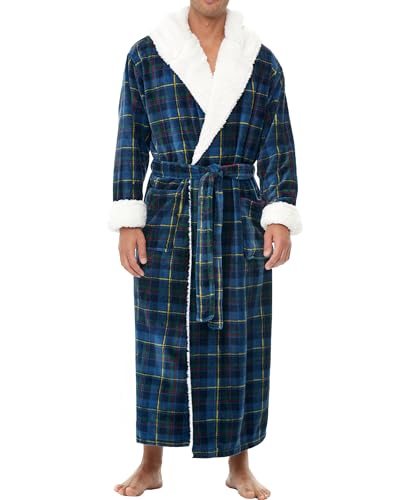 Alexander Del Rossa Plush Mens Robe with Hood, Hooded Big and Tall Robes for Men, Sherpa Fleece Robe for Men4