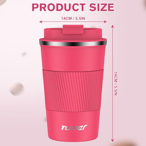 Image of Travel Mug, 380ml Insulated Coffee Cup Travel Mug with Leakproof Lids - Double Walled Vacuum Stainless Steel Travel Coffee Mug for Hot & Cold Drinks, Water and Tea