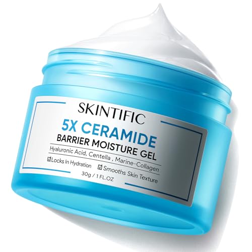 SKINTIFIC Face Moisturizer with 5X Ceramides, Hydrating Moisture Barrier Repair Cream for Sensitive/Oil Skin Types, Hyaluronic Acid & Centella, Daily Facial Moisturizer, Non-Comedogenic 30g/1 fl.oz