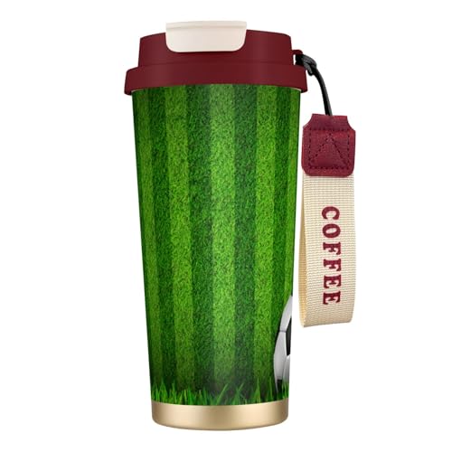 タンブラー サッカー場 緑 グリーン マグボトル コーヒーカップ 水筒 保温 保冷 ウォーターボトル 蓋付き ストロー付き 直飲み おしゃれ プレゼント