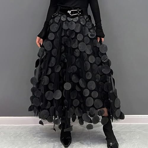 Summer Punk Style 3D Polka Dot Elastic Waist Tulle A Line Women Skirt4