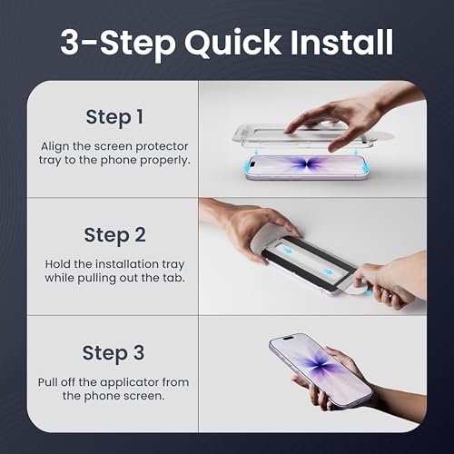 Image of CASEGEAR Impact Pro Screen Protector Compatible With iPhone 17 | Unbreakable Protection | Complete Coverage Tempered Glass | Easy Installation Kit
